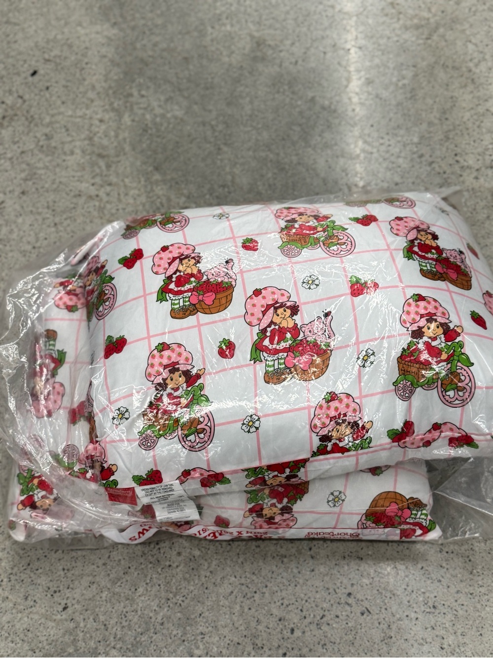 Strawberry Shortcake Print Pillows Set - Pink & White